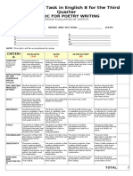 Performance Task in English 8 For The Third Quarter: Rubric For Poetry Writing