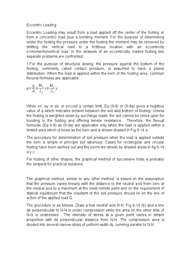 Eccentric Loading in Footing Analysis | PDF | Pressure | Bending