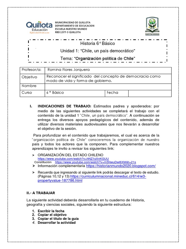 Guía 6° Básico Democracia en Chile | PDF | Democracia | Ideologías ...