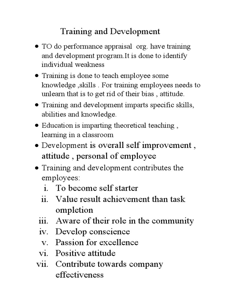 Training and Development | PDF | Business | Self-Improvement