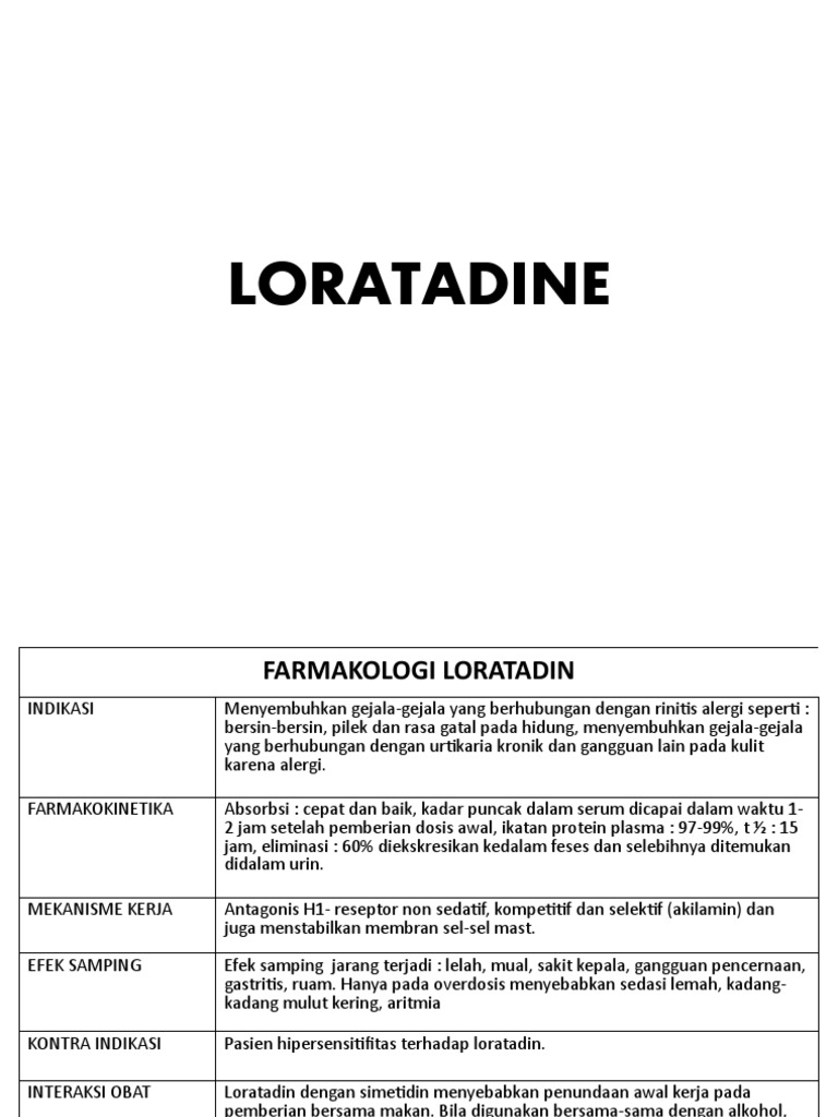 Loratadine: Indikasi, Dosis, dan Efek Samping | PDF