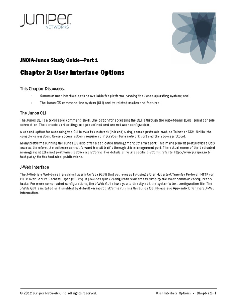 Chapter 2: User Interface Options: JNCIA-Junos Study Guide-Part 1 | PDF ...