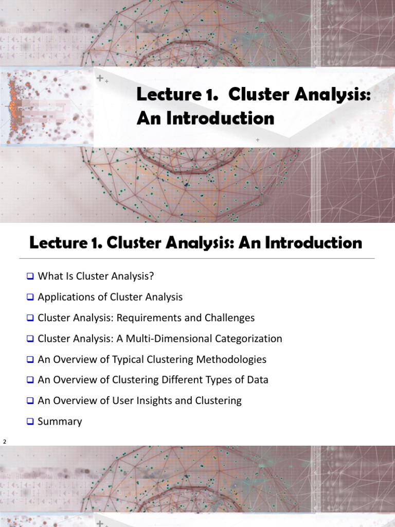 Lecture 1 PDF | PDF | Cluster Analysis | Mathematical Concepts
