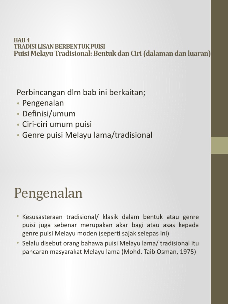 Bab 4 Alam Sastera Melayu Pantun