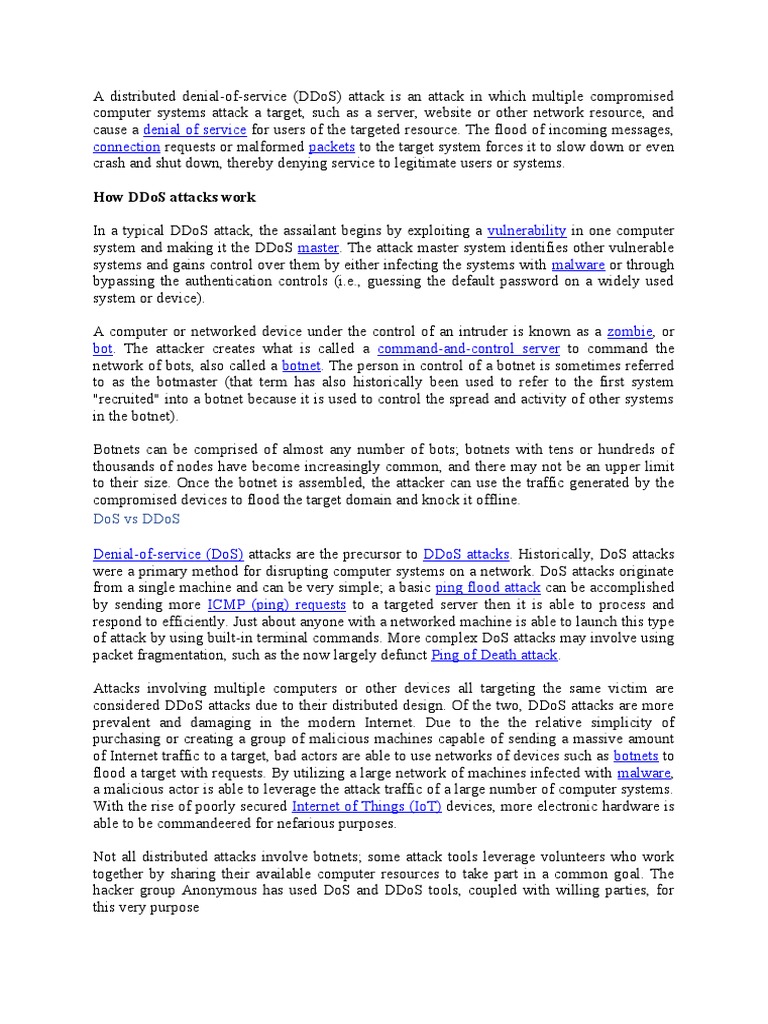 Understanding DDoS Attacks and Botnets | PDF | Denial Of Service Attack ...