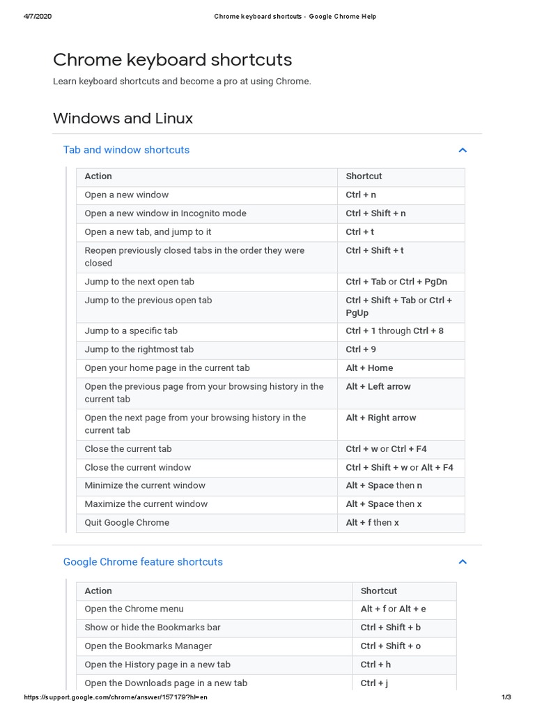 Chrome Keyboard Shortcuts Google Chrome Help PDF Keyboard