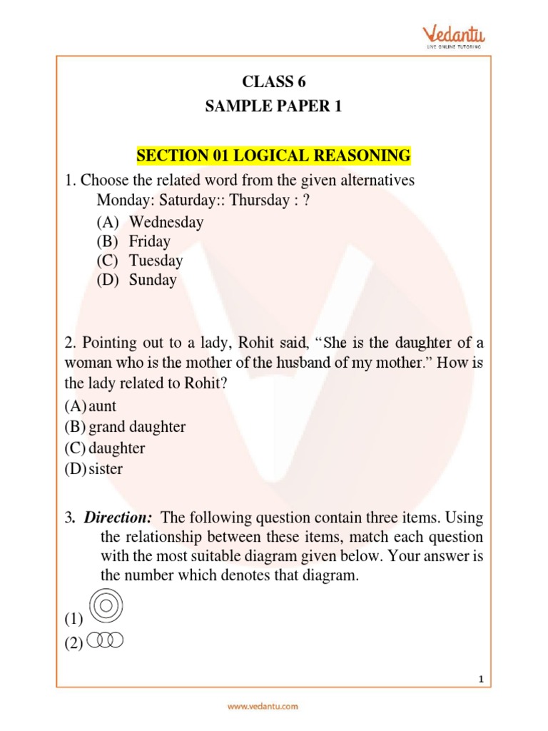 Imo Maths Olympiad Sample Question Paper 1 Class 6 Pdf Pdf Numbers