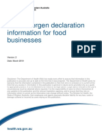 Allergen Declaration Information For Food Businesses