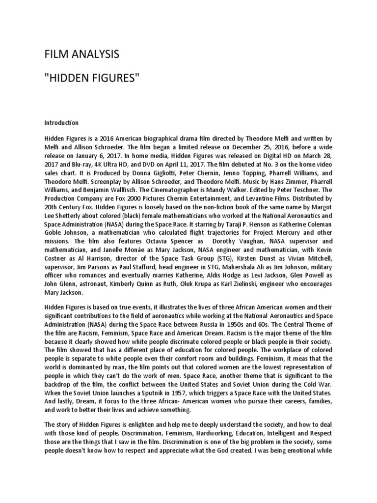 FILM ANALYSISWPS Office PDF Hidden Figures