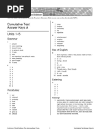 Cumulative Test Answer Keys A Units 1-5: Grammar