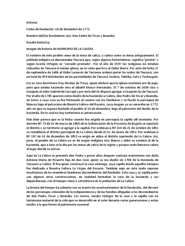 Historia de La Calera | PDF | Ciencias de la Tierra | Naturaleza