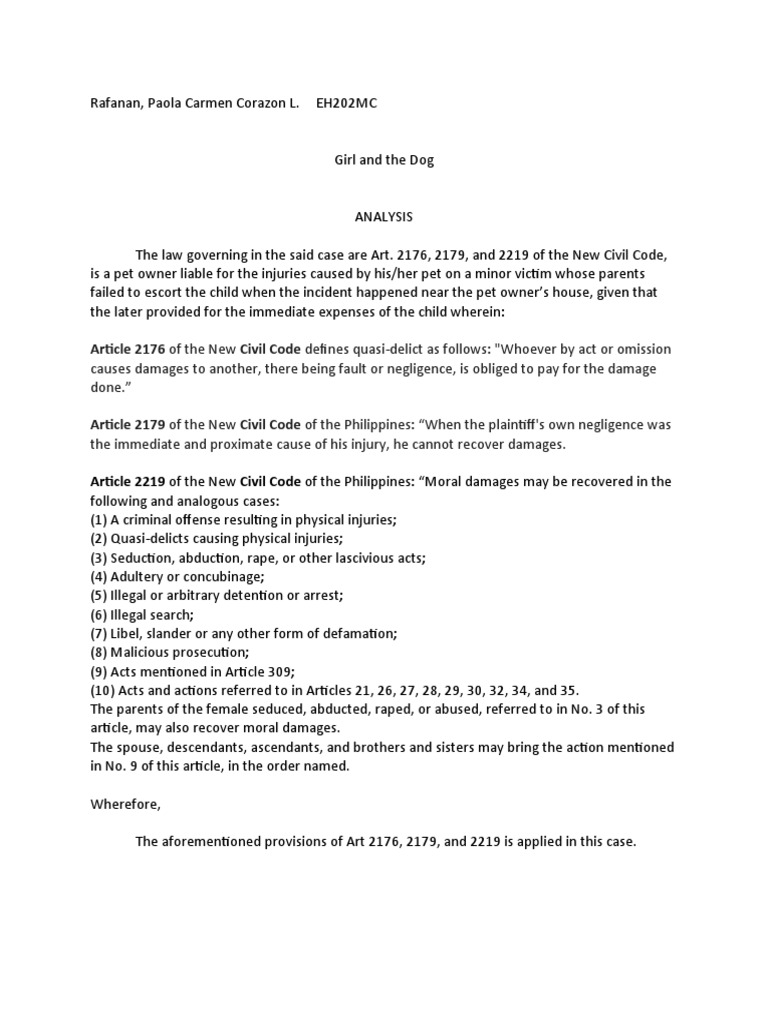 Article 2176 of the new civil code defines quasi delict as follows