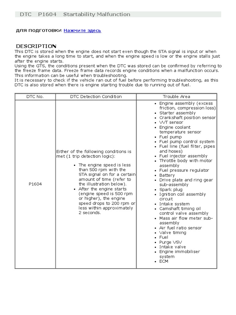 P1604 Code | PDF | Fuel Injection | Throttle