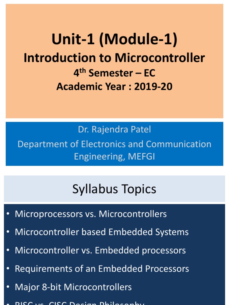 Unit-1 (Module-1) : Introduction To Microcontroller | PDF ...