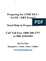 Preparing For CSIR NET / Gate / DBT Exam? Need Help in Preparation? Call Toll Free 1800-200-3757 or 080-32494384