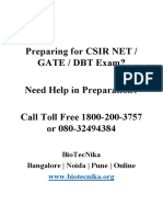 CSIR NET / GATE / DBT Exam Preparation Help