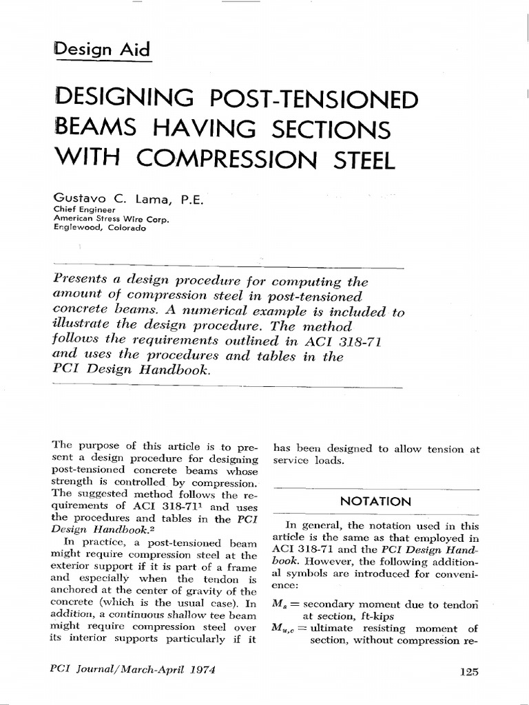Designing Post-Tensioned Beams Having Sections With Compression Steel ...