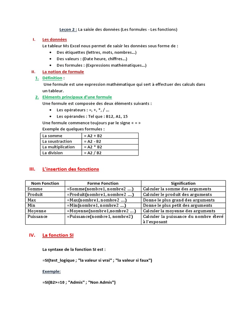 Formules et Fonctions dans Excel | PDF | Ordinateurs