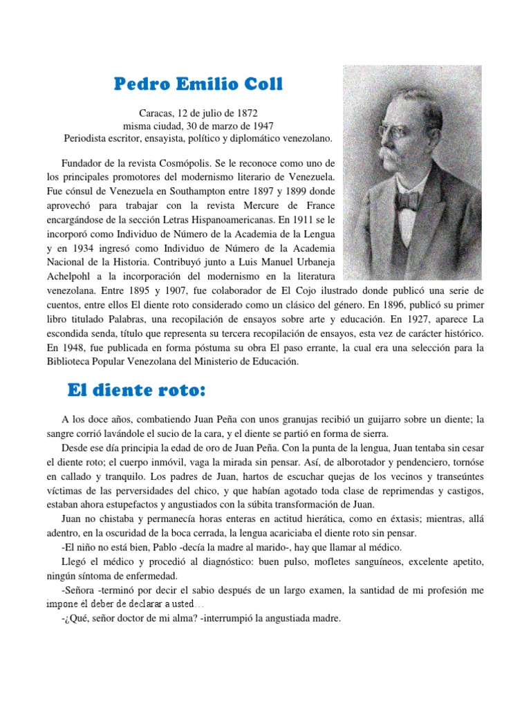 Pedro Emilio Coll El Diente Roto | PDF | Venezuela