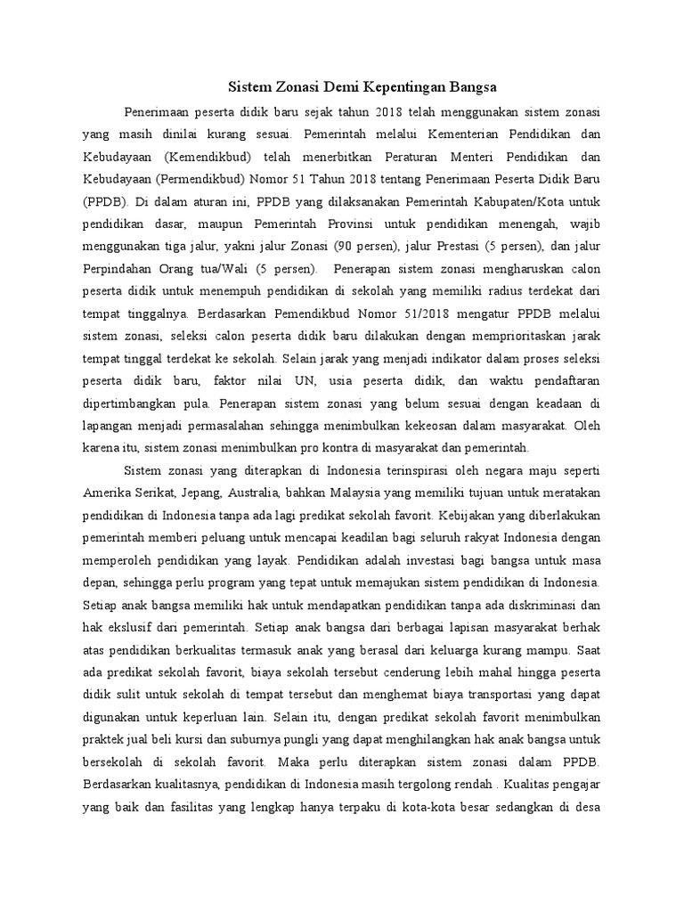 Sistem Zonasi dalam Pendidikan Indonesia | PDF | Kesehatan Holistik