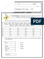 Ordem alfabética e atividades de férias