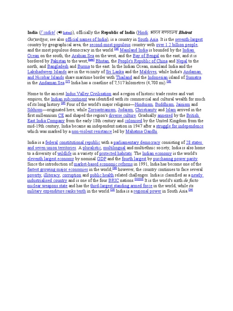 Overview of India: Geography and Culture | PDF | Indian Subcontinent ...