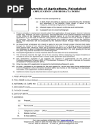 University of Agriculture, Faisalabad: Application and Biodata Form