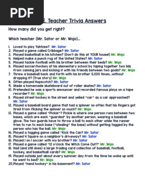 pe teacher trivia answers