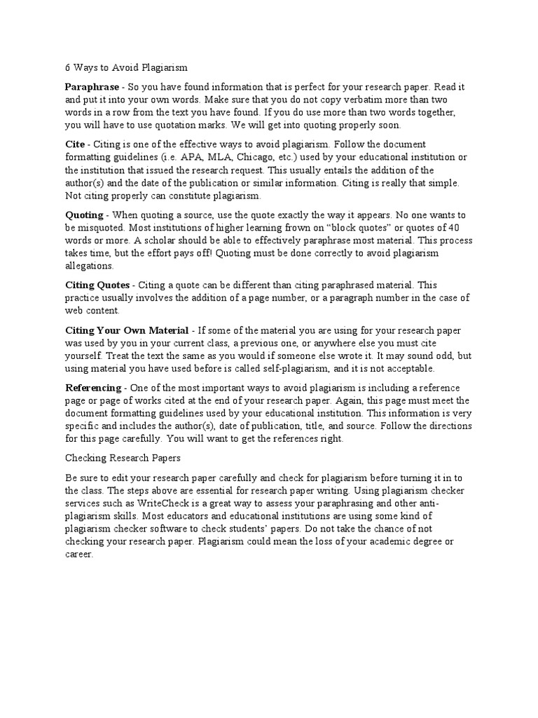 6 Ways To Avoid Plagiarism | PDF | Academic Publishing | Plagiarism