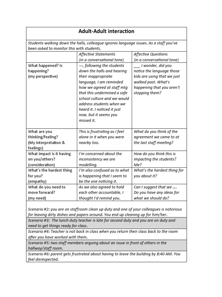 Adult-Adult-Adult-Student Chart Scenarios | PDF