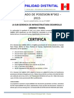 Modelo de Certificado de Posesion