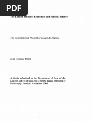 John Upton Constitutional Thought Of Joseph De Maistre London School Of Economics And Political Science 09 Pdf Pdf Age Of Enlightenment France