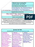 April 20 - April 24 - Grade 3 Weekly Home Learning Plan