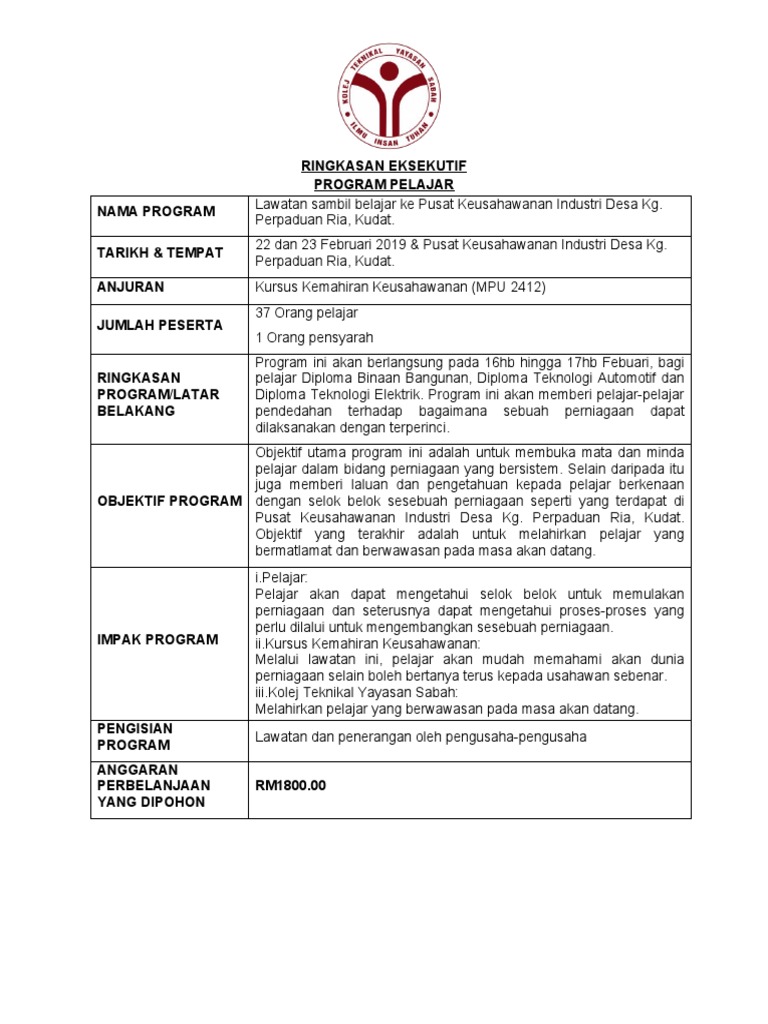 Lawatan Sambil Belajar Ke Kudat  PDF