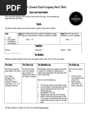 Bullet journal - Cheat sheet