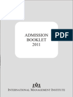 Admission Booklet 2011: Nternational Anagement Nstitute