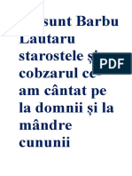 Eu Sunt Barbu Lăutaru Starostele Și Cobzarul Ce