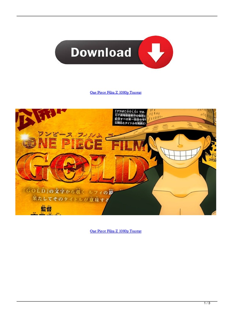One Piece Film Z 1080p Torrent Pdf Digital Technology Filmmaking
