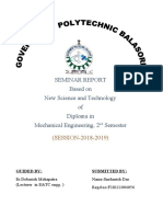Seminar Report Based On New Science and Technology of Diploma in Mechanical Engineering, 2 Semester