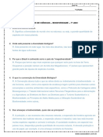 Atividade de Ciencias Biodiversidade Com Resposta PDF