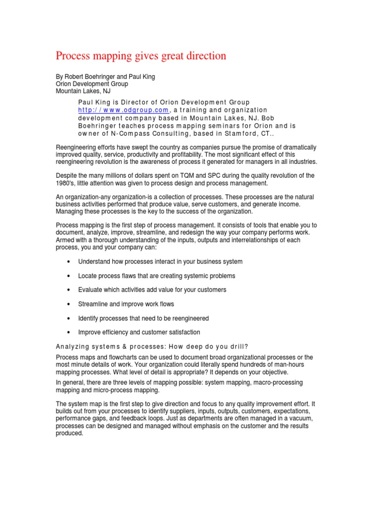 Process Mapping Gives Great Direction | PDF | Business