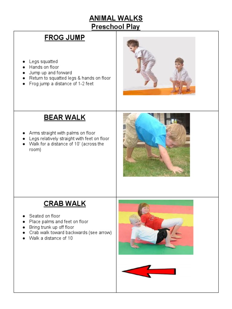 Animal Walk Exercises Pdf Animal Walk Handout | PDF