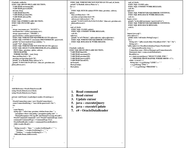 SQL Execution in C# and Java | PDF