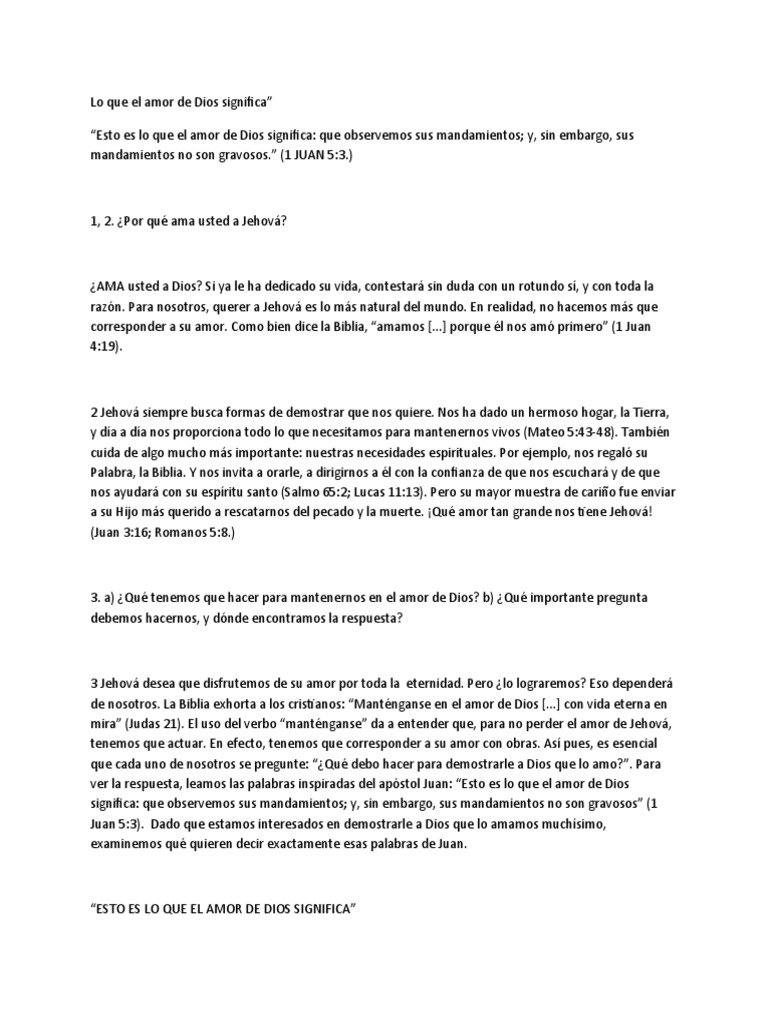 Significado del amor de Dios en la Biblia | PDF | Juan el apóstol | Amor