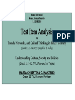Test Item Analysis: Trends, Networks, and Critical Thinking in The 21 Century