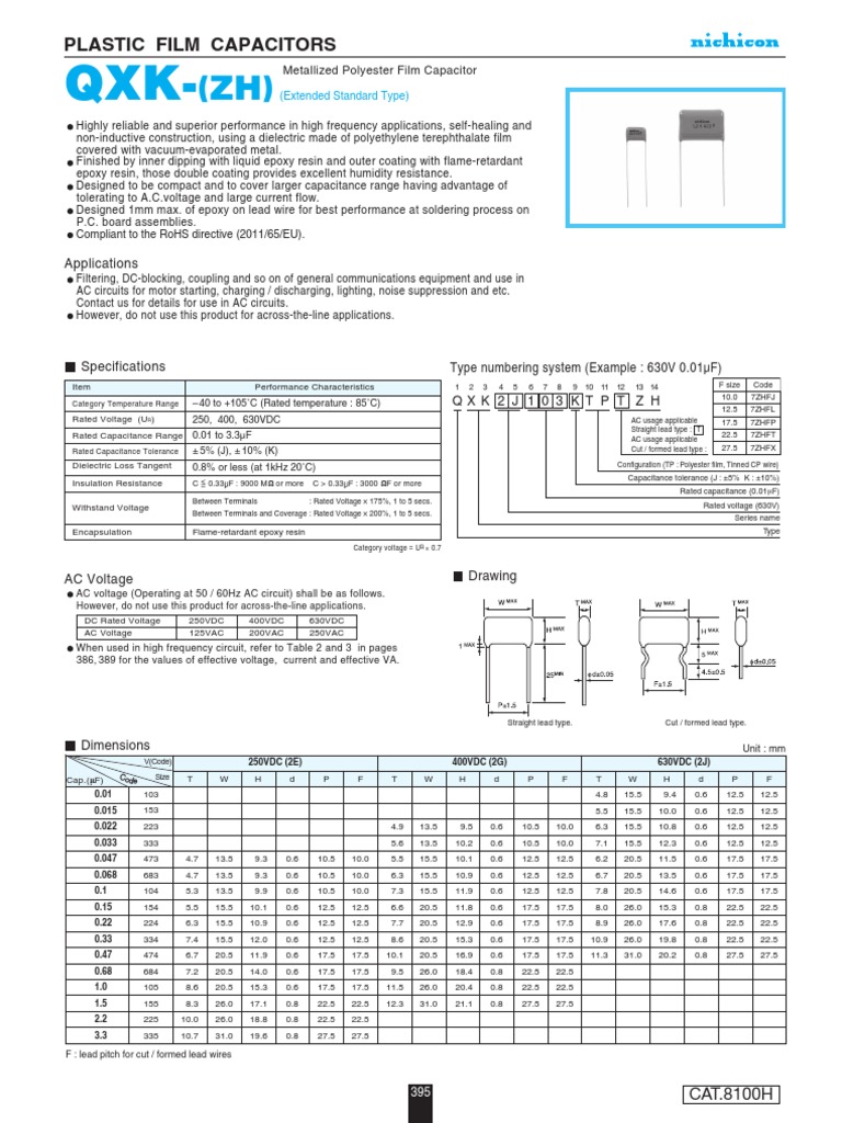 Plastic Film Capacitors Applications PDF Capacitor Electrical Network