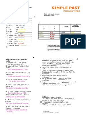 Simple past regular verbs - Write in the past simple. SIMPLE SIMPLE  PASTPAST REGULAR - Studocu