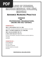 Dvance Ursing Ractice: Seminar ON Professional Organizations, Unions and Self Defence