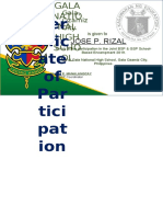 Cer Tific Ate of Par Tici Pat Ion: Jose P. Rizal