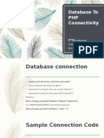 Database To PHP Connectivity